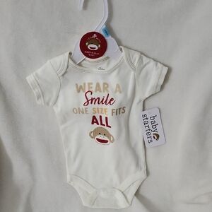 Baby Starters Cream Bodysuit With Hat - Wear a Smile Design